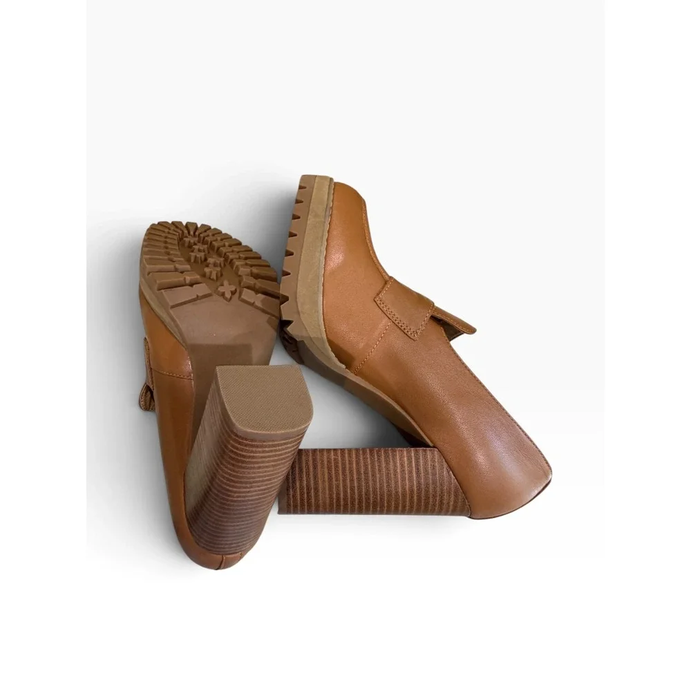 Steve Madden Odette Brown Leather Platform Loafers Chunky Block Heel 9M y2k 90s